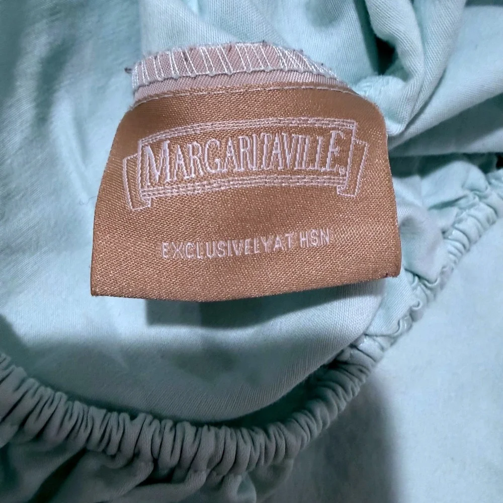 Margaritaville Aqua Blue 100% Cotton Fitted Sheet HSN Exclusive Solid Pastel